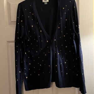 Old Navy RARE 100% Cotton Embroidered Star Lightweight V-Neck Cardigan